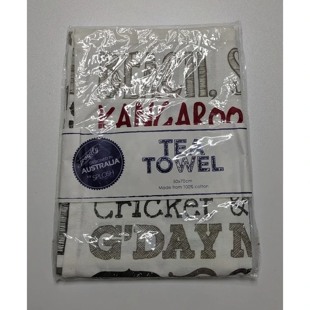 Tea Towel Splosh White Love Australia Cotton Typography Kitchen LA001
